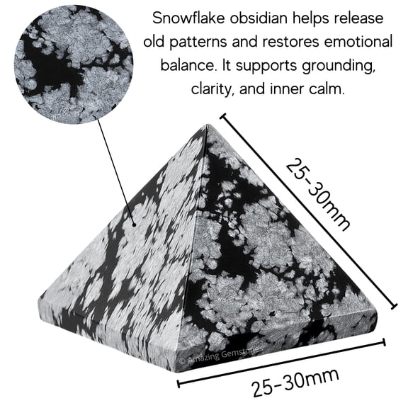 Snowflake Obsidian Pyramid Crystal Healing Stones - 1" Pyramid