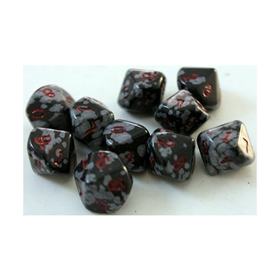 Crystal Caste Snowflake Obsidian (black/white) (10 pc. set of d10's) w/Pouch New