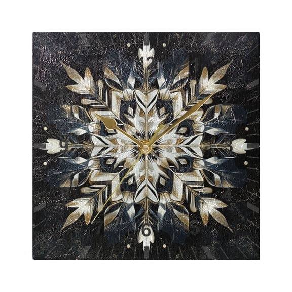 Snowflake Of Gold Feathers Wall Clock Battery Operated Silent Non-Ticking Bedroom Office Kitchen Home School Decor 7.8"(Gold)