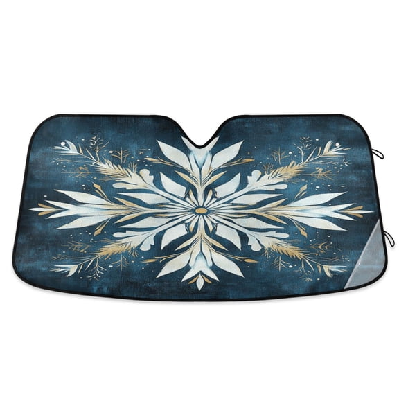 Snowflake Of White Feathers Car Windshield Sun Shade Foldable Car Front Window Visor Heat and UV Protection 57x31.5