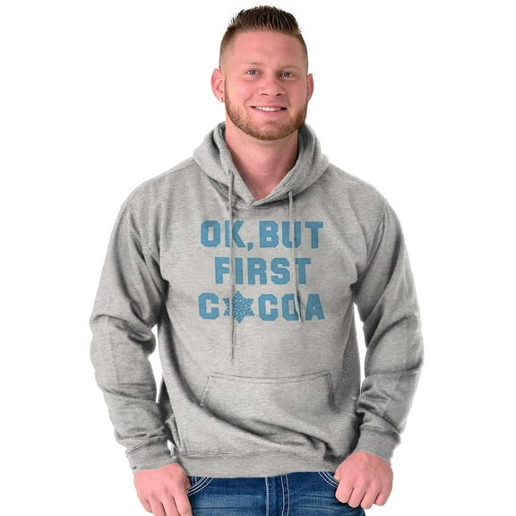 Snowflake Ok But First Hot Cocoa Unisex Plus Fleece Graphic Hoodie Brisco Brands 5X