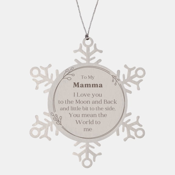 Snowflake Ornament Mamma Gift - I Love You to the Moon and Back, Christmas Engraved Love Keepsake for Her, Perfect Mothers Day Present