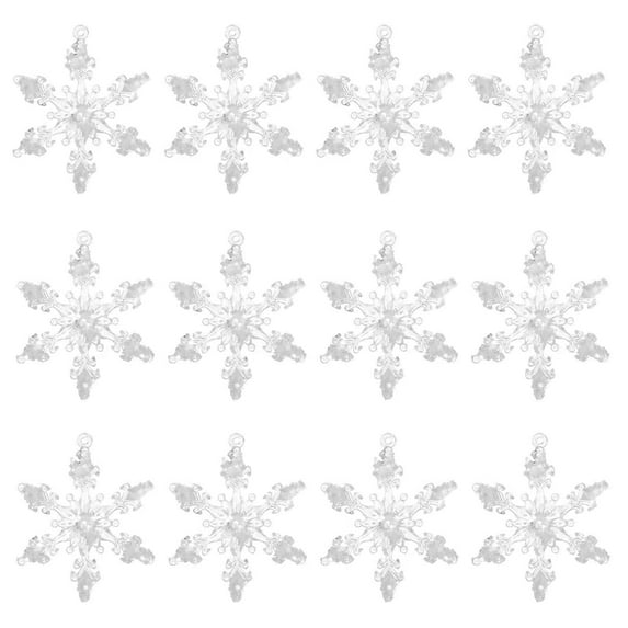 Snowflake Ornaments Snowflake Pendant House Owners Flower Arrangement 4.5X4.5CM Resin Festive Atmosphere Creation 12Pcs