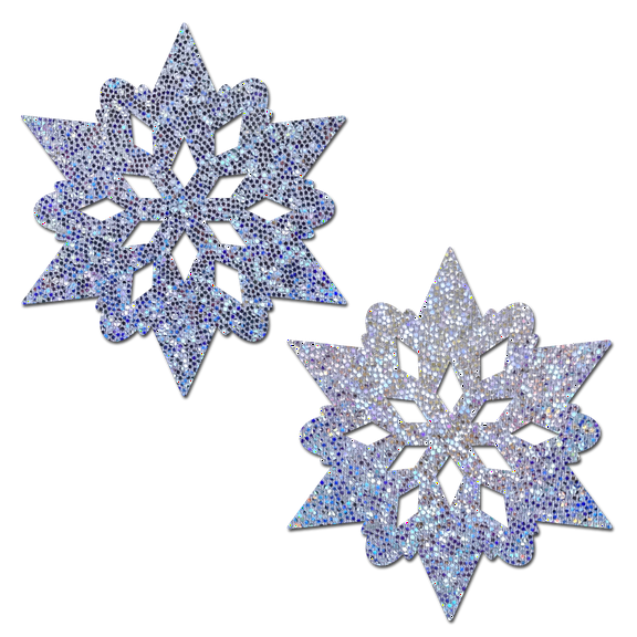 Snowflake Pasties: Silver Glitter Snowflake Nipple Pasties by Pastease®