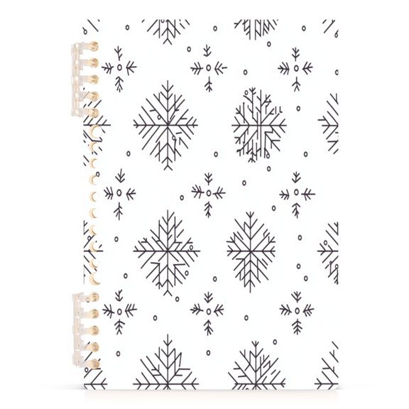 Snowflake Pattern Design A5 8.3x5.7in PP Notebook, Adjustable Rings, 60 Sheets, Diary or Journey Note