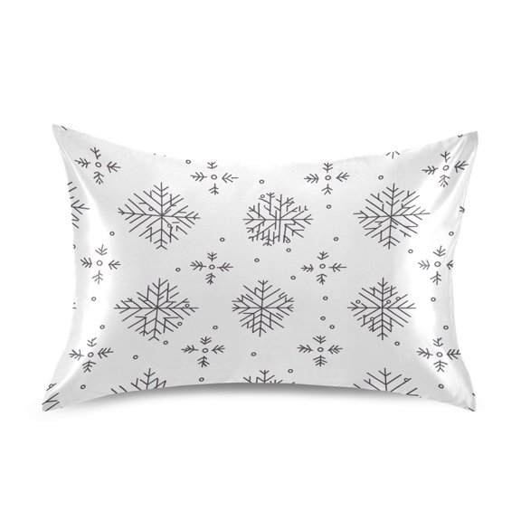 Snowflake Pattern Design Pillowcase Standard Size Luxury Silky Soft Wrinkle Resistant Envelope Closure 20x26in