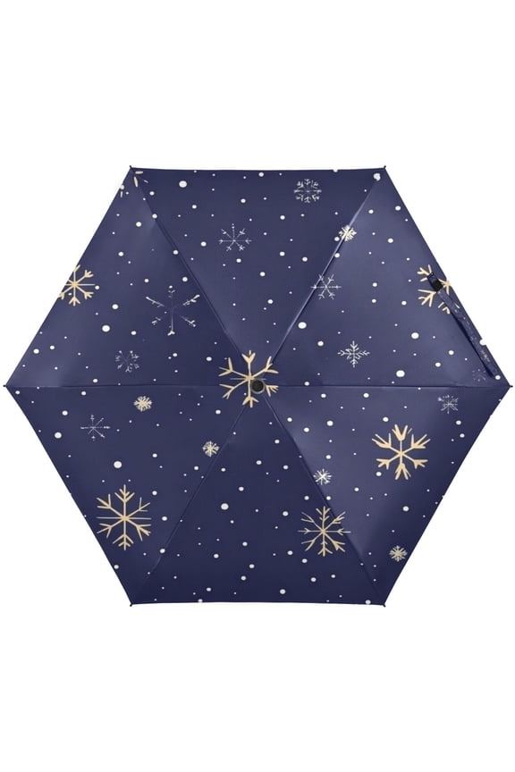 Snowflake Pattern Design Umbrellas for Sun Auto Open Close UV50+ Waterproof 5-Fold Compact Fiberglass Frame