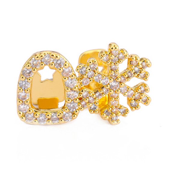 Snowflake Pattern Double Tooth Cap Jewelry Copper Tooth Decoration Accessories Fashion Body Accessory