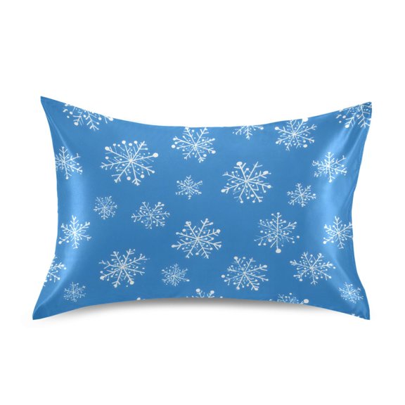 Snowflake Pattern Pillowcase Standard Size Luxury Silky Soft Wrinkle Resistant Envelope Closure 20x26in
