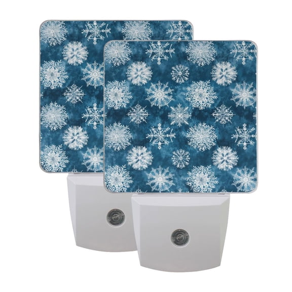 Snowflake Pattern Print LED Night Light with Smart Sensor Plug Into Wall Dusk to Dawn 2 packs