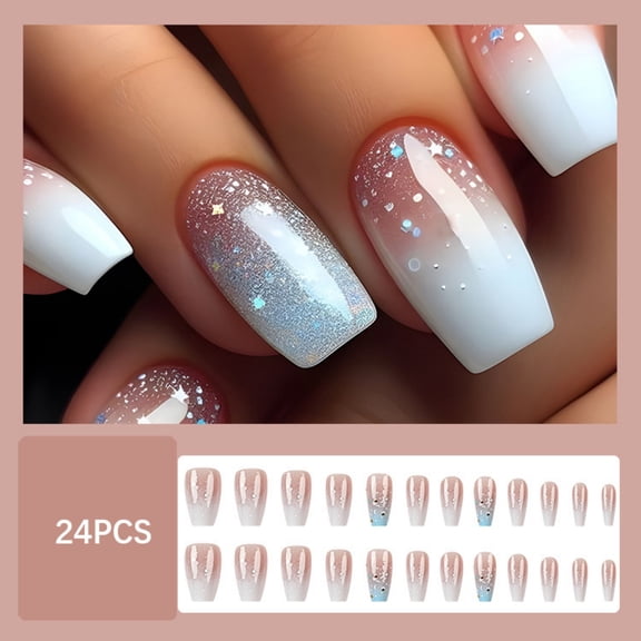 Snowflake Patterned Fake Nails SelfAdhesive Winter Black Manicure Set For Women And Special Event