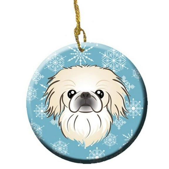 Snowflake Pekingese Ceramic Ornament