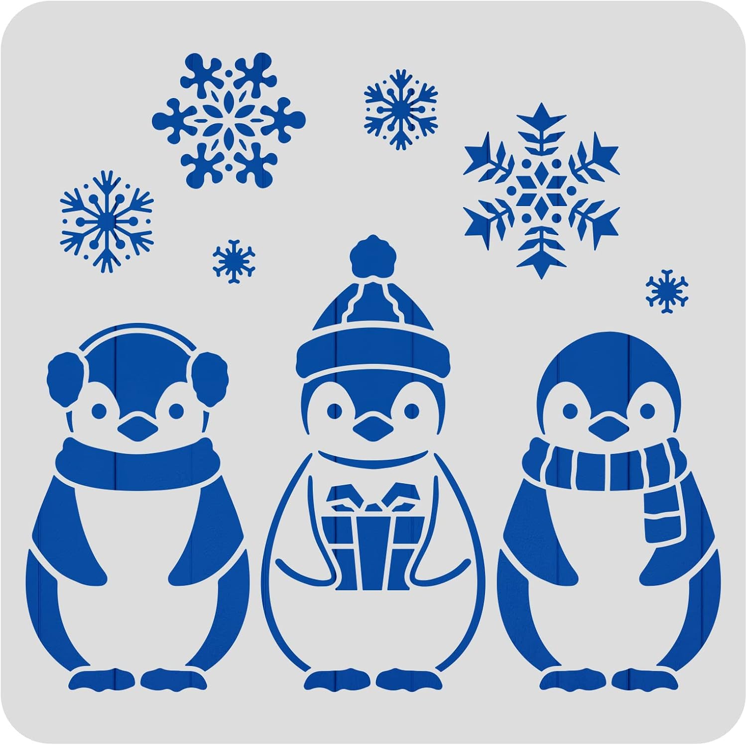 Snowflake Penguin Pattern Plastic Painting Stencils 12x12inch Winter ...