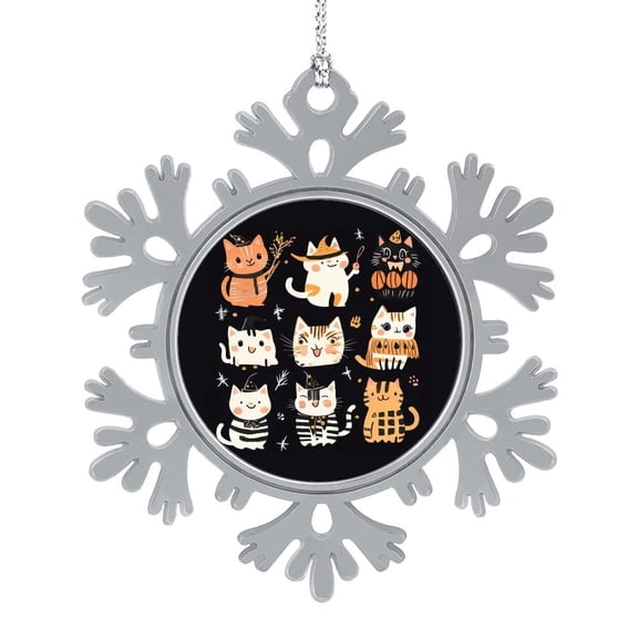 Snowflake Pewter Christmas Ornament Cat Lover Gifts Christmas Ornament Keepsake Colorful Winter And Halloween Theme Cat Holiday Ornament for Home Christmas Tree Decor Best Gifts for Christmas