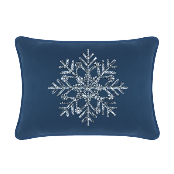 Snowflake Pillow - 14x20 - Navy Velvet