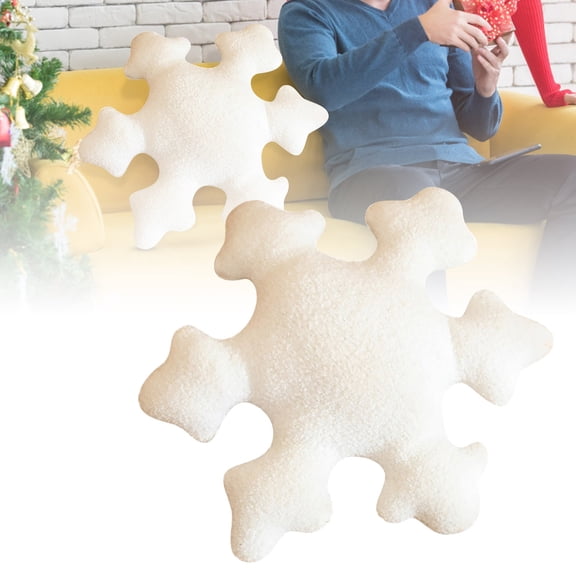 Snowflake Pillow, Christmas Throw Pillows Winter Snowflake White Decorative Plush Cute for Couch Sofa Bed, Living Room Bedroom Holiday Decor,16 Inch