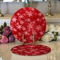 thumbnail image 1 of Snowflake Placemat (Set of 4) Red Christmas Tablemat New Year Supla Round Dining Mat Xmas Circle Mat Kitchen Decor Washable Kitchen Table Mats, 1 of 3