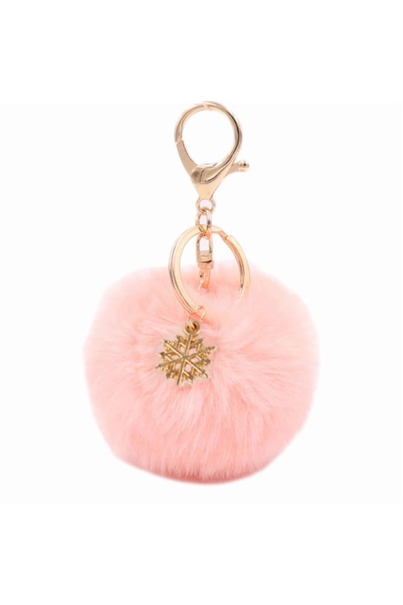Snowflake Plush Keychain - Korean Pink