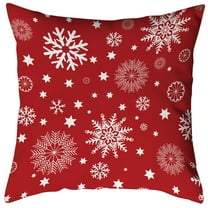 Snowflake Print Linen Pillow Cover - Christmas Tree Pattern Decorative Cushion Case Hidden Zipper Sofa Bedding Accent(A)