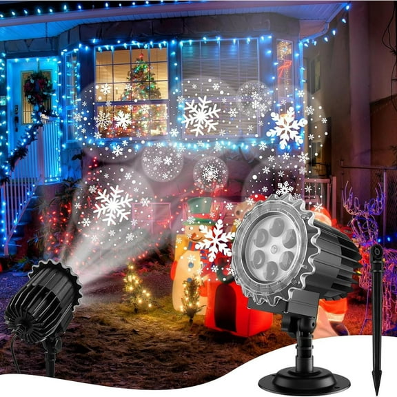 Snowflake Projector LightsChristmas Snowflake Light ProjectorHD Snowfall Projector Lights Outdoor IP65 Waterproof for House 180Rotation LED Holiday Light Projector for Xmas Holiday, Party, Wedding