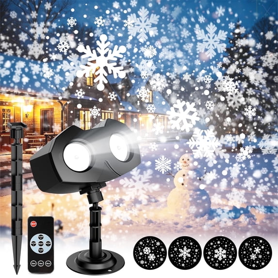 Tanbaby Snowflake Projector Lights, LED Snowfall Projector, Remote Control Timing IP65 Waterproof, Snowflakes Landscape Light for Holiday Party Decoration Game Day