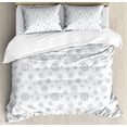 thumbnail image 1 of Snowflake Queen Size Duvet Cover Set, Doodle Style Symmetrical Motifs of Winter Season on a Dotted Background, Decorative 3 Piece Bedding Set with 2 Pillow Shams, Pale Grey White, by Ambesonne, 1 of 3
