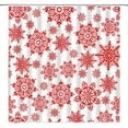 thumbnail image 1 of Snowflake RV Shower Curtain Christmas Red Snow Winter Holiday Xmas Festival Rustic Small Stall Bathroom Decor Curtain with Hooks,36" Wx70 H, 1 of 1