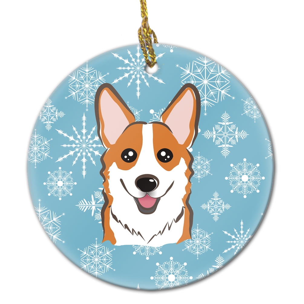 Snowflake Red Corgi Ceramic Ornament