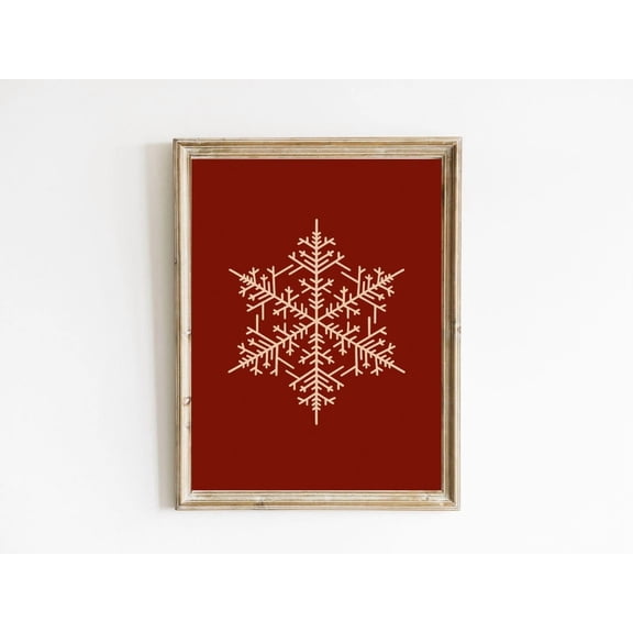 Snowflake : Red Minimalist Wall Art Unframed Paper Print