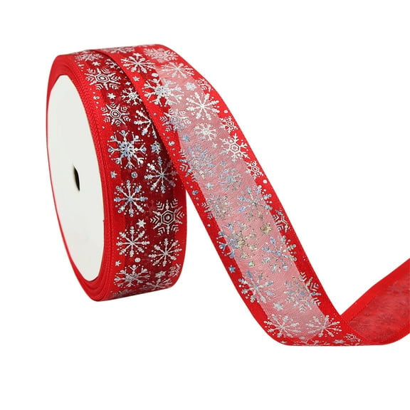 Snowflake Ribbon, 2.5CM/0.9 Inch, Christmas Tree, Garlands, Wreaths, Gift Wrapping (5 Yards)