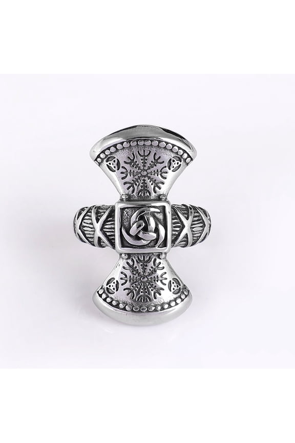 Snowflake Rune Titanium Steel Ring Punk Retro Style Jewelry Accessory For Everyday Wear Stainless Steel Finish
