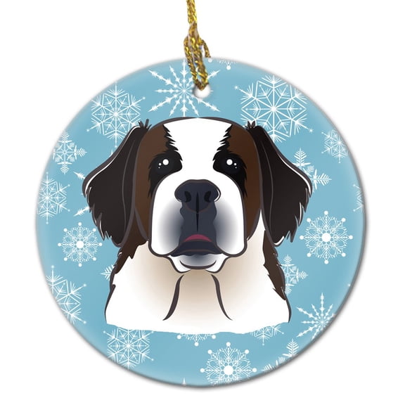 Snowflake Saint Bernard Ceramic Ornament