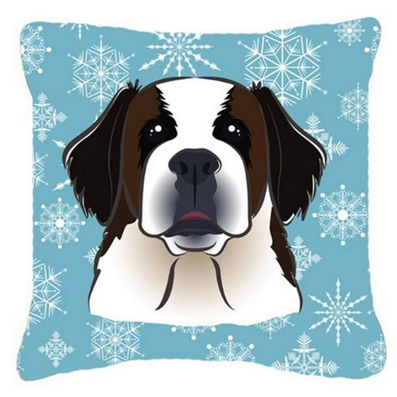 Snowflake Saint Bernard Fabric Decorative Pillow