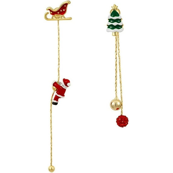 Snowflake Santa Claus Threader Tassel Earrings for Women Sterling Silver Pins Red Crystal Stock Christmas Hat Dangle Drop Christmas Tree Earring Studs Christmas Party Jewelry