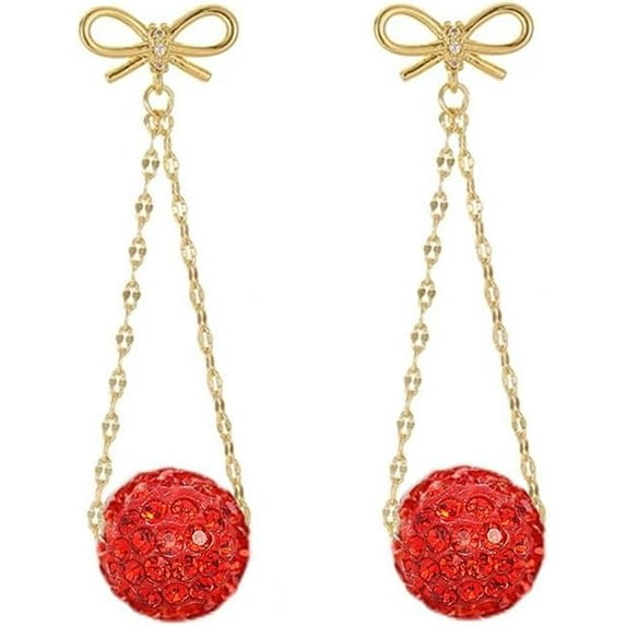 Snowflake Santa Claus Threader Tassel Earrings for Women Sterling Silver Pins Red Crystal Stock Christmas Hat Dangle Drop Christmas Tree Earring Studs Christmas Party Jewelry