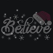 Snowflake Santa Hat Rhinestonet Iron on Transfer 11.7x8.3 Inch Heat Transfer Decal Bling Decals Clear Rhinestone Template Clothing Repair Applique for T-Shirt Clothing Pants Bags