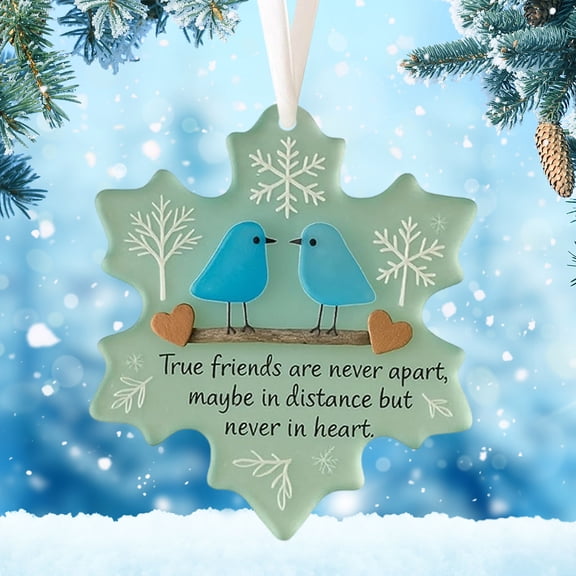 Snowflake Sea Glass Christmas Tree Ornament, 3D Acrylic Holiday Tree Hanging Decoration, Sea Glass Art Friendship Keepsake for Christmas Mantel Display, Festive Winter Home Decor Sopatenor