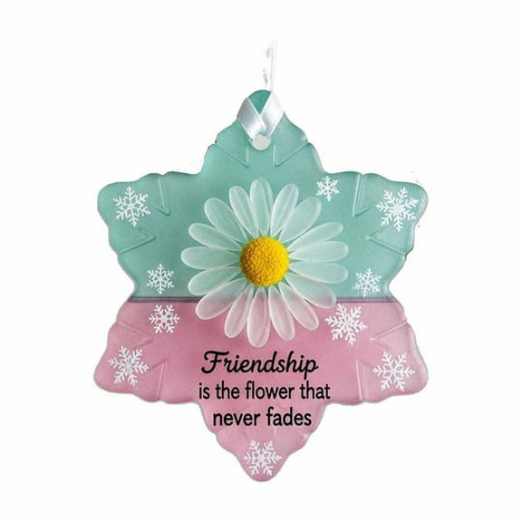 Snowflake & Seashell Christmas Ornaments, Handmade Christmas Tree Ornaments with Friendship Quotes, Love & Friendship Gifts for Family, Friends, Couples, Winter Home Décor