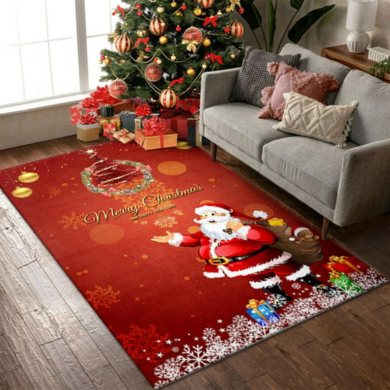 Red Christmas Decoration Door Mat, Seasonal Winter Christmas