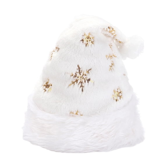 Snowflake Sequin Santa Hat for Adults Women Men, Plush Holiday Hats Personalized Christmas Hat Party Xmas Claus Hats, Soft Plush Velvet Xmas Hats, New Year Costume Party Decorations,Z3-Gold