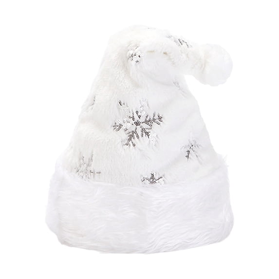 Snowflake Sequin Santa Hat for Adults Women Men, Plush Holiday Hats Personalized Christmas Hat Party Xmas Claus Hats, Soft Plush Velvet Xmas Hats, New Year Costume Party Decorations,Z3-Silver