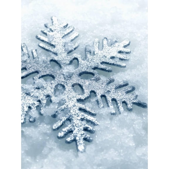 Snowflake Shaped Christmas Ornament Lying in the Snow, Scenic Seasons Unframed Photographic Print Wall Art Sold by Art.Com