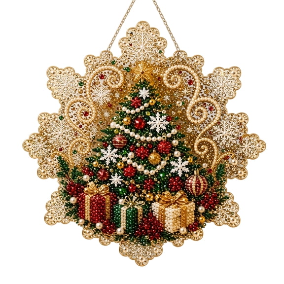 Snowflake Shaped Christmas Pearl Diamond Painting Kit, Complete Pearl Painting Set with Rhinestone Tools, Calming Winter Craft Activity for Stress Relief & Home Decor (M)