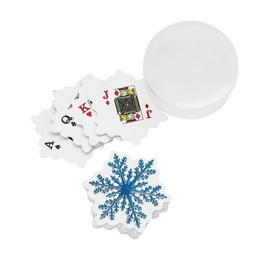 Snowflake-Shaped Playing Cards, Toys, Christmas, 12 Pieces