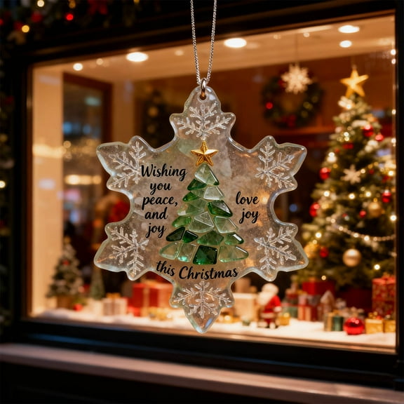 Snowflake-Shaped Sea Glass Friendship Decor, Handmade Acrylic Snowflake Sea Glass Ornament, Warm Friendship Keepsake, Coastal Winter Christmas Tree Decoration, Gifts for Best Friends (1pc)
