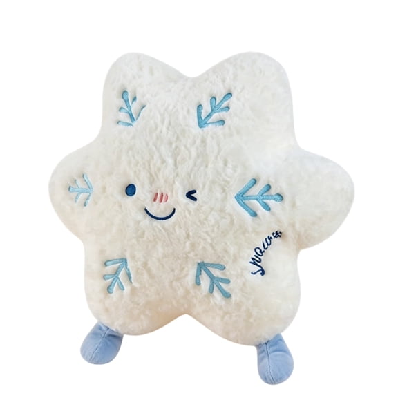 Snowflake Shaped Throw Pillow, 11.8 Inch Soft Stuffed Winter Cushion for Sofa Bed