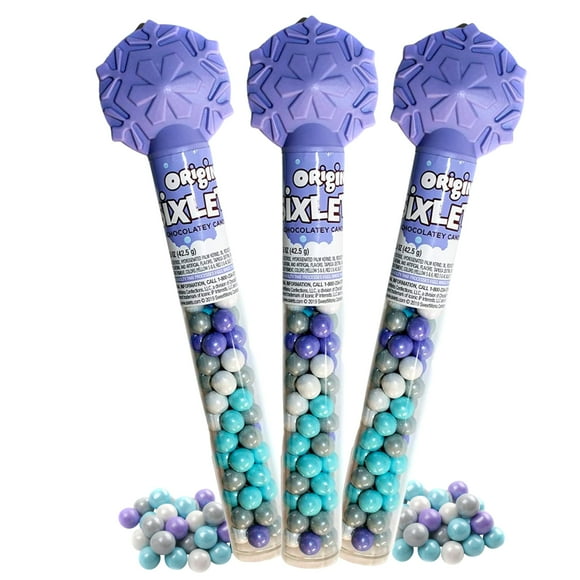 Snowflake Shaped Tubes Filled with Sixlets Candies, Holiday Themed Stocking Stuffers, 5 Ounces (Pack of 3)