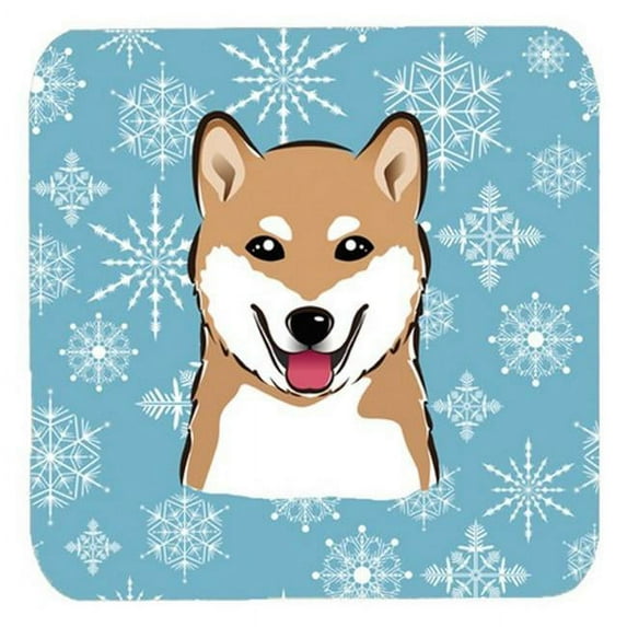 Snowflake Shiba Inu Foam Coasters, Set Of 4