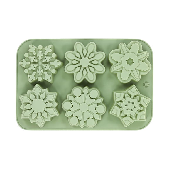 Snowflake Silicone Dessert Tool for DIY Chocolates Cookies and Winter Party Kitchen Accessory, 26.8x18cm, Green