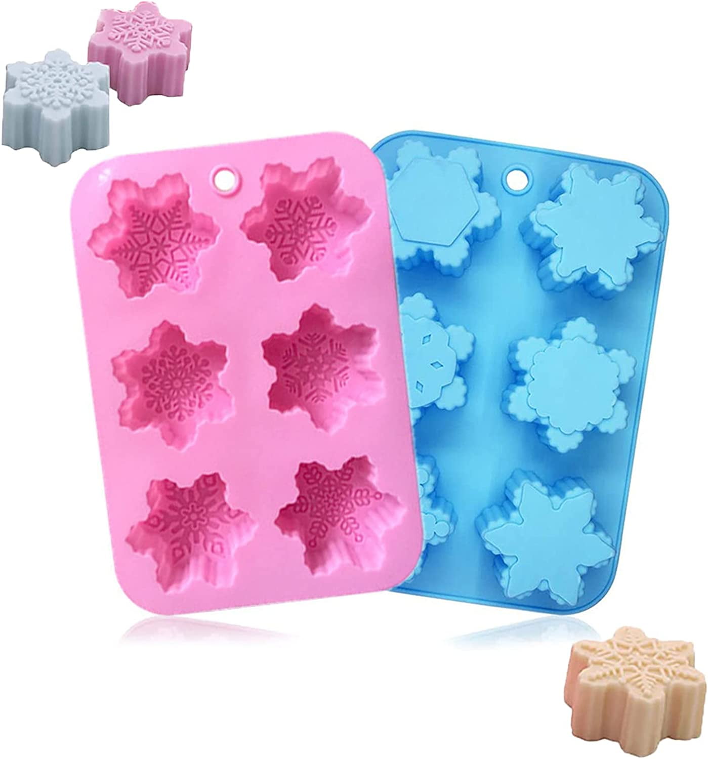 Snowflake Silicone Molds 2 Pcs Christmas Soap Molds NonToxic, Easy